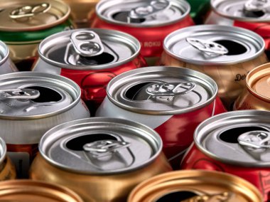 Geri dönüşüm için boş alüminyum içecek kutular. 