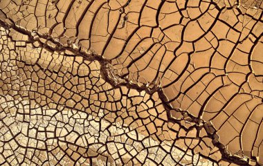 Çöl Hava görünümü. zeminde güzel çatlaklar. 