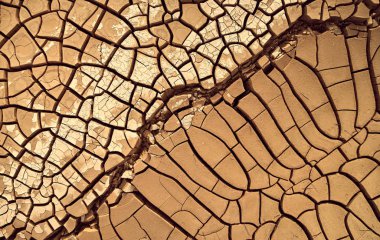 Çöl Hava görünümü. zeminde güzel çatlaklar.