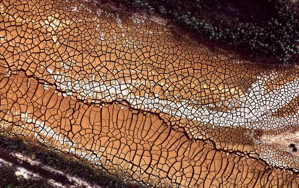 Desert Aerial view. beautiful cracks in the ground.