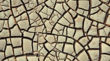 Çöl. Yerdeki güzel çatlakların havadan görünüşü. Doku, derin çatlak. Sıcaklık ve kuraklığın etkileri. Küresel ısınmanın etkileri. Çatlak çöl manzarası.