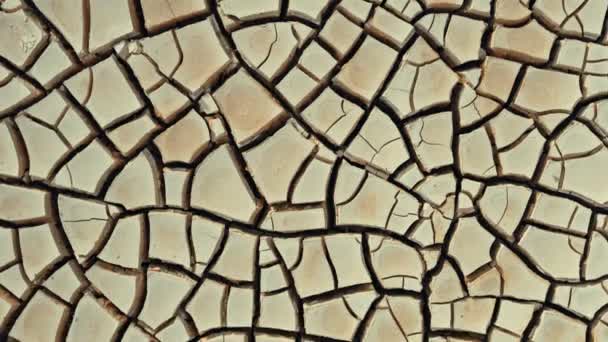 Wüste Luftaufnahme Eines Schönen Risses Boden Textur Tiefe Risse Auswirkungen — Stockvideo