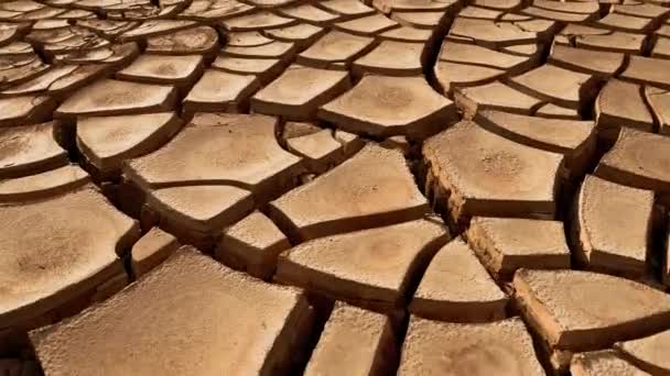 Wüste Luftaufnahme Eines Schönen Risses Boden Textur Tiefer Riss — Stockvideo