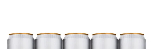 Vita burkar öl på vit bakgrund. Alluminium kan — Stockfoto
