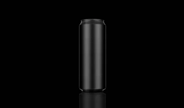 Aluminium svart kan utkast isolerade på svart bakgrund. 500ml — Stockfoto