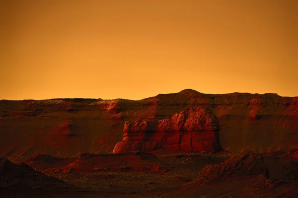 Sunset on Mars, Martian landscape.