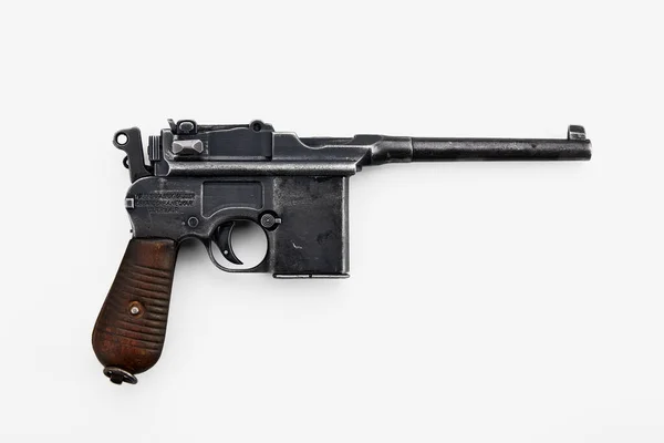 Německý Model Pistole 1896 1912 Mauser C96 Izolovaný Bílém Pozadí — Stock fotografie