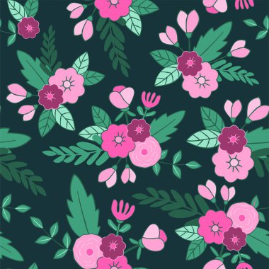 Güzel çiçek seamless modeli. Tekstil, web ve dekoratif projeler her türlü paketleme için mükemmel.