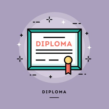 Diploma, düz tasarım ince hat afiş