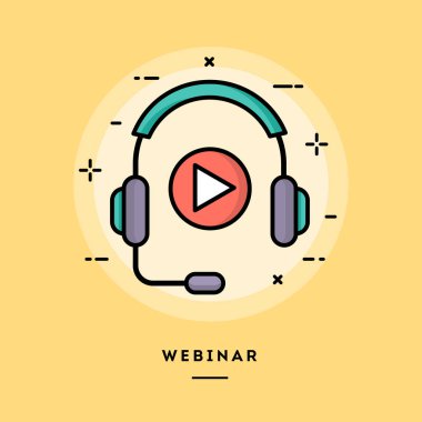Webinar, düz tasarım ince hat afiş