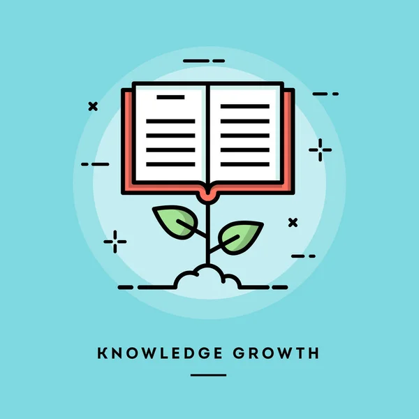 Knowledge growth, flat design thin line banner — Stock Vector
