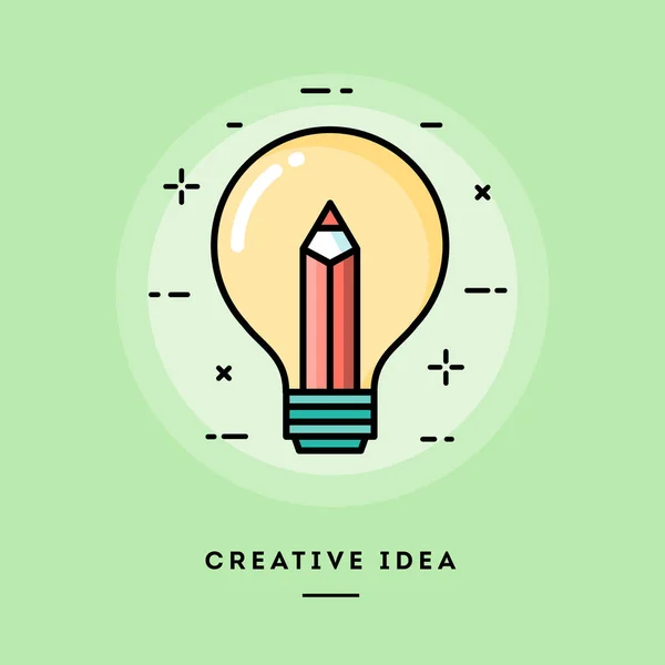 Idea creativa, banner a linea sottile dal design piatto — Vettoriale Stock