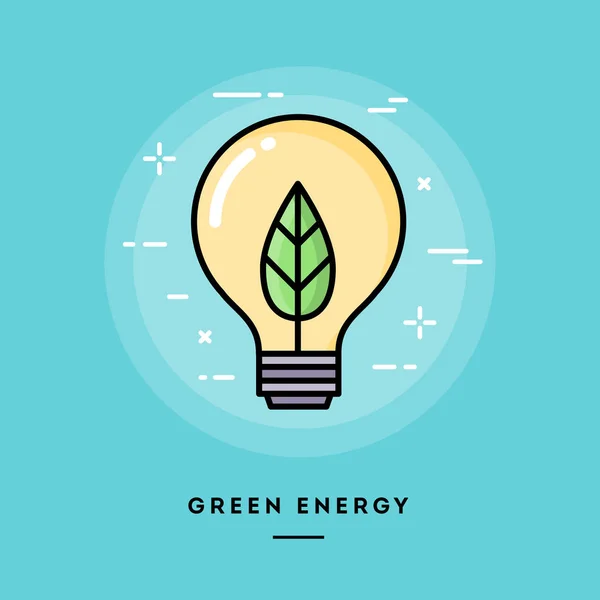 Green Energy Flat Design Thin Line Banner Usage Mail Newsletters — Stock Vector