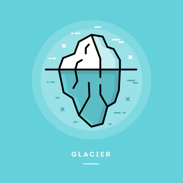 Glaciär, platt design tunn linje banner — Stock vektor