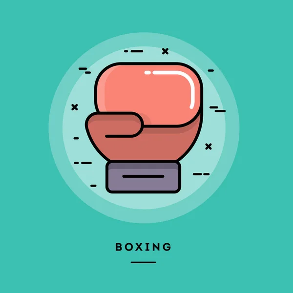 Boxing, flat design thin line banner — Stock Vector