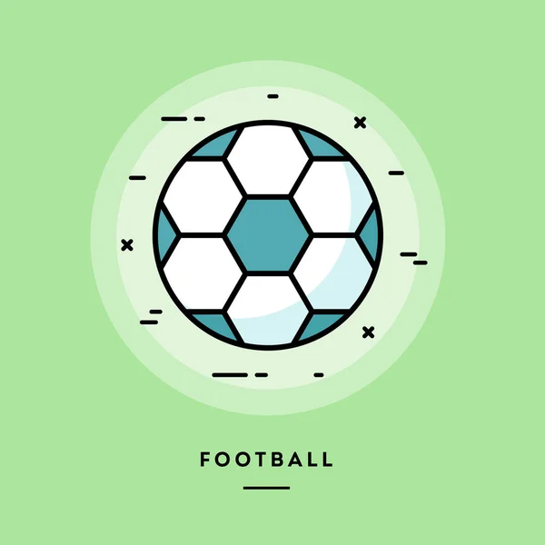 Fútbol, diseño plano bandera de línea delgada — Vector de stock