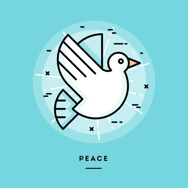 Barış, düz tasarım ince hat afiş — Stok Vektör