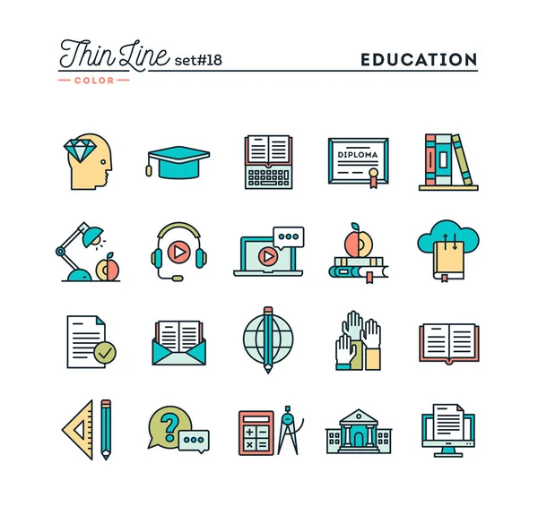 Εκπαίδευση Ηλεκτρονικά Βιβλία Αποστάσεως Εκπαίδευσης Webinar Και Περισσότερο Λεπτή Γραμμή — Διανυσματικό Αρχείο