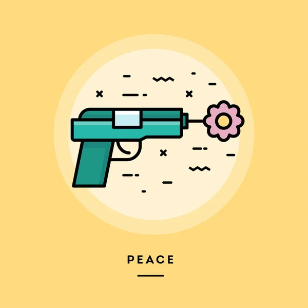 Fleur de tir à l'arme à feu, bannière plate à ligne mince — Image vectorielle