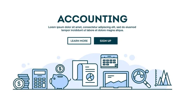 Accounting, concept header, flat design thin line style — Stock Vector