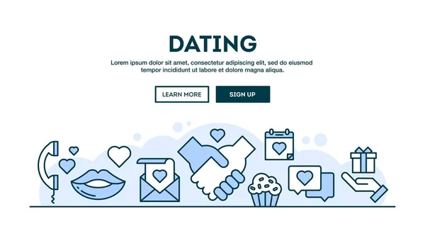 Dating, concept kop, platte ontwerpstijl dunne lijn — Stockvector