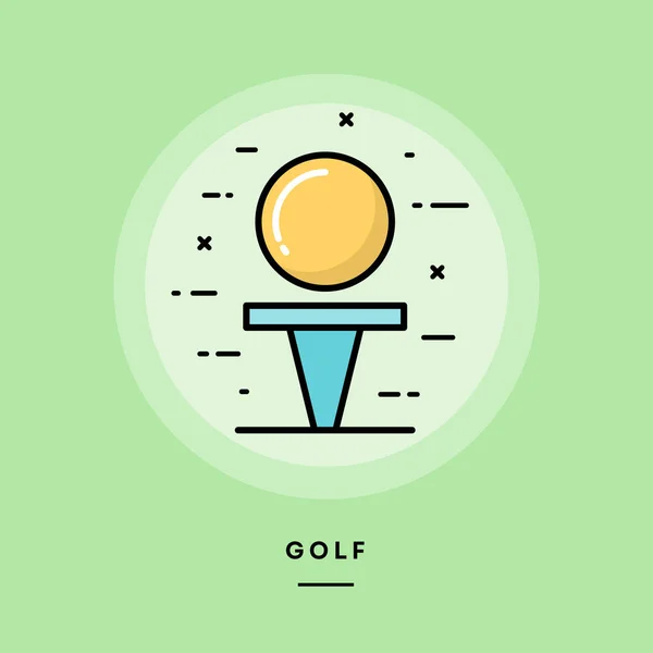 高尔夫球, 平的设计细线横幅, 向量例证 — 图库矢量图片