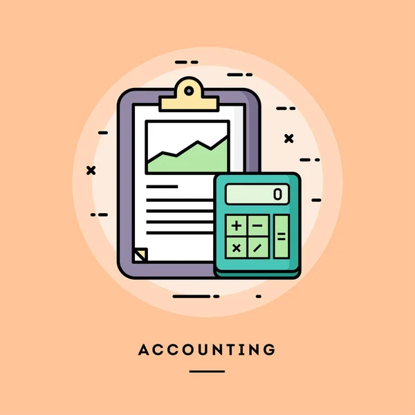 Accounting, platte ontwerp dunne lijn banner. — Stockvector