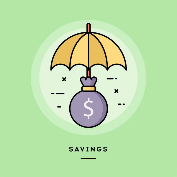 Savings, flat design thin line banner. — Stock Vector