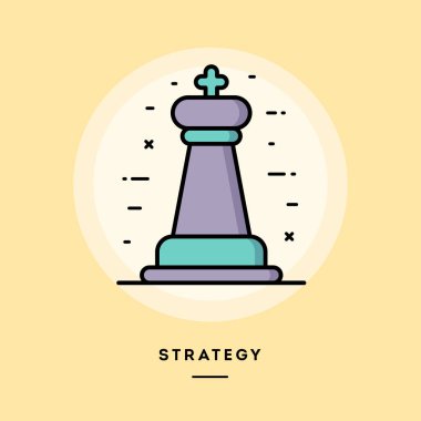 Starteji, düz tasarım ince hat afiş.