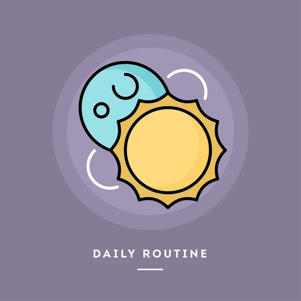 Dagelijkse routine, platte ontwerp dunne lijn banner. Vectorillustratie. — Stockvector