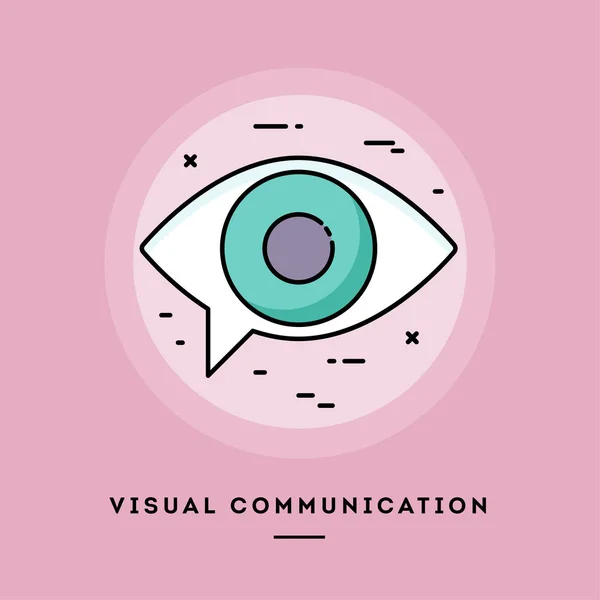 Comunicação visual, design plano banner linha fina. Ilustração vetorial . —  Vetores de Stock