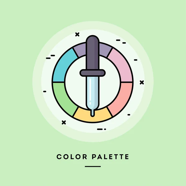 Palette de couleurs, bannière de ligne mince design plat. Illustration vectorielle . — Image vectorielle