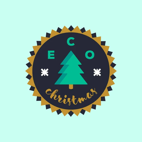Autocollant éco insigne de Noël. Concept de conservation de l'environnement . — Image vectorielle