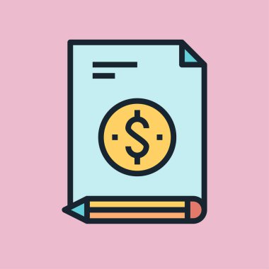 Ücretli makale. Dijital pazarlama konsepti illüstrasyon, düz tasarım doğrusal biçim afişi.