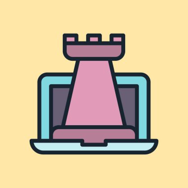 Dijital strateji. Dijital pazarlama konsepti illüstrasyon, düz tasarım doğrusal biçim afişi.