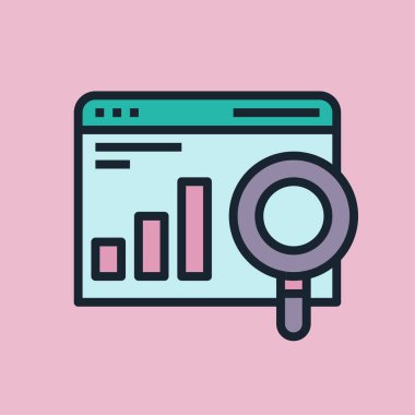 İzliyorum. Dijital pazarlama konsepti illüstrasyon, düz tasarım doğrusal biçim afişi.