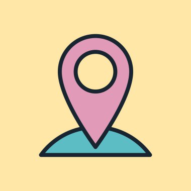 Coğrafi hedefleme. Dijital pazarlama konsepti illüstrasyon, düz tasarım doğrusal biçim afişi.