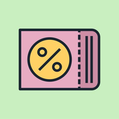 Kupon. Dijital pazarlama konsepti illüstrasyon, düz tasarım doğrusal biçim afişi.