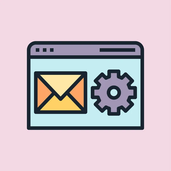 Automazione e-mail. Illustrazione del concetto di marketing digitale, banner in stile lineare a design piatto. — Vettoriale Stock