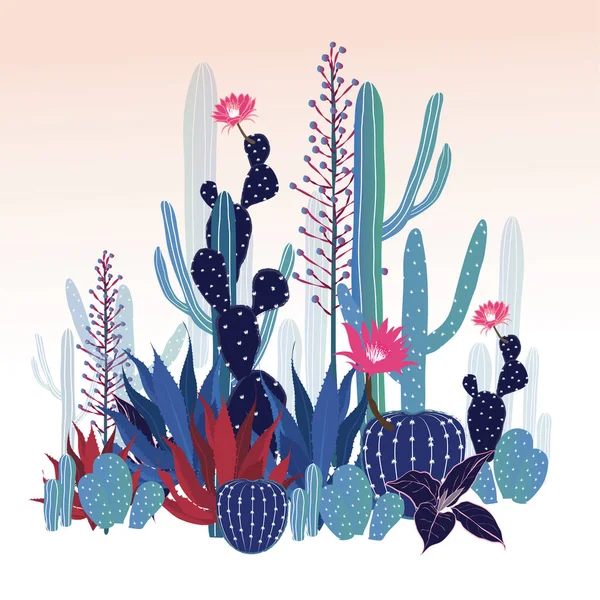 Prachtige Cactus Collectie Sketchy Stijl Illustratie Geweldige Set Vector Illustratie — Stockfoto