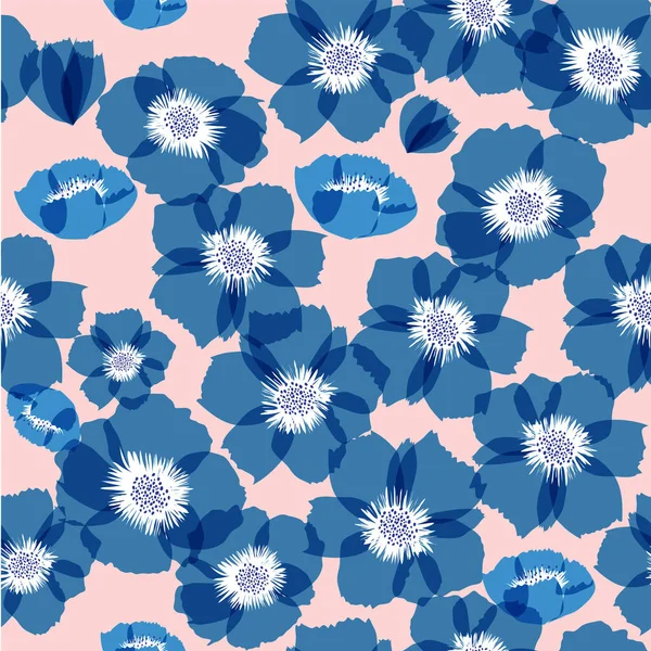 Padrão Fundo Sem Costura Flor Floral Azul Delicado Suave Floração — Fotografia de Stock