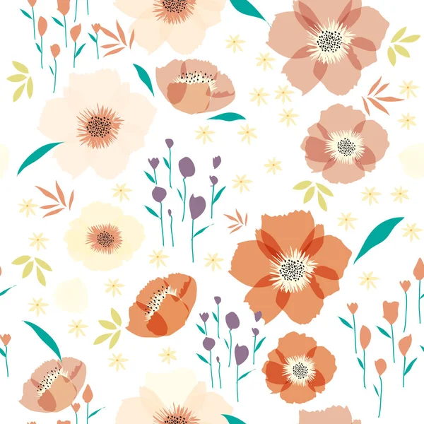 Patrón Fondo Sin Costuras Delicada Flor Floral Pastal Colorida Floración — Foto de Stock