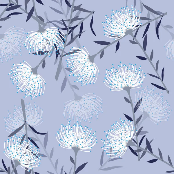 Сині Квіти Урожайна Листівка Листям Світло Блакитному Тлі Обкладинка Книги — стокове фото