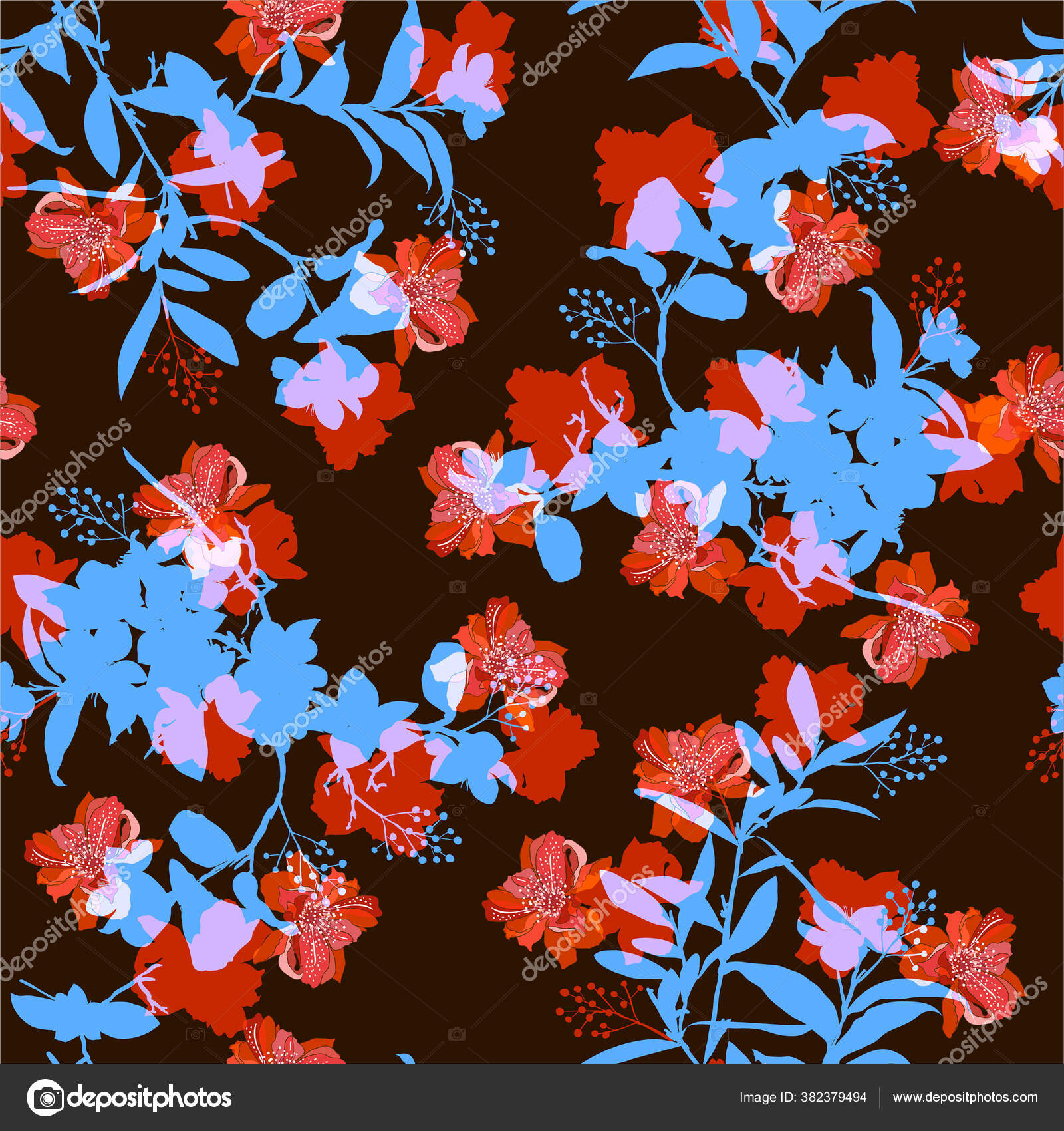 Pola Vektor Mulus Dengan Gambar Tangan Siluet Botani Dan Bunga