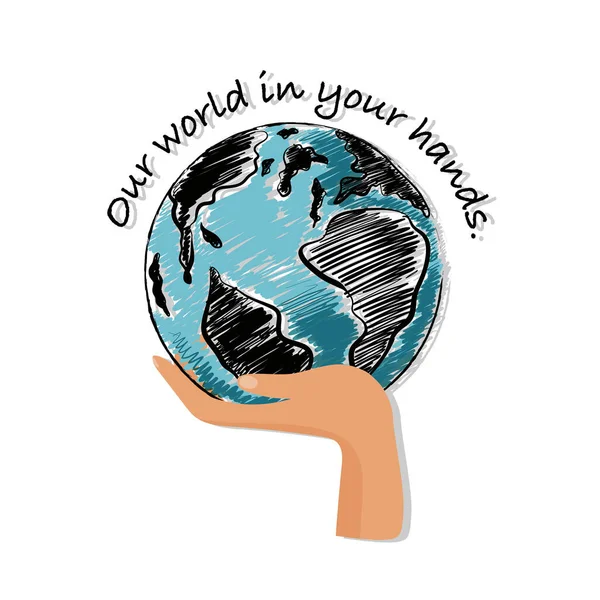 Мир Ваших Руках Дизайн Спасения Мировой Кампании Устойчивой Окружающей Среды — стоковый вектор