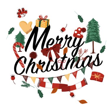 Mutlu noel yazım hataları kar taneleri mutlu bir şekilde beyaz arka plan renginde mevsimsel ve tüm grafik tipler için kutlanır.