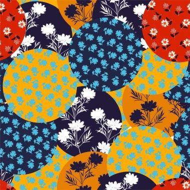 Moda, kumaş, ağ, duvar kâğıdı ambalajı ve tüm baskılar için geometrik dikişsiz model vektör dizaynının yuvarlak dairesindeki siluet desenli desenlerle dolu. 