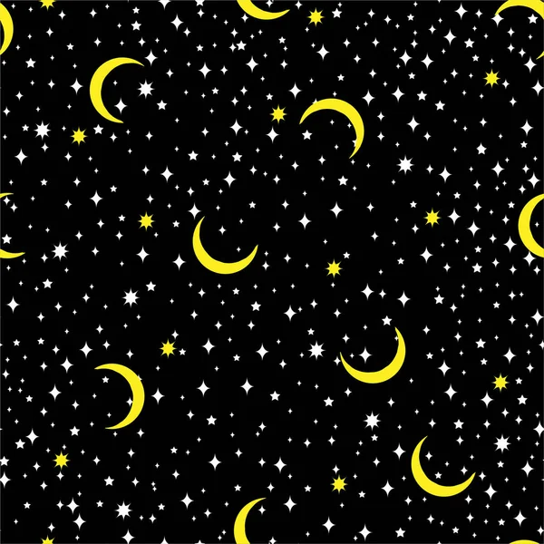 Langit Malam Dengan Bulan Dan Ruang Awan Antara Bintang Bintang - Stok Vektor