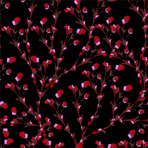 Handgezeichnet Von Kleinen Roten Blumen Aus Filzstift Und Tinte Skizze — Stockvektor