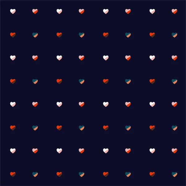 Πολύχρωμες Καρδιές Επαναλαμβάνονται Τακτικά Σκούρο Μπλε Φόντο Απρόσκοπτη Διάνυσμα Ρομαντική — Διανυσματικό Αρχείο